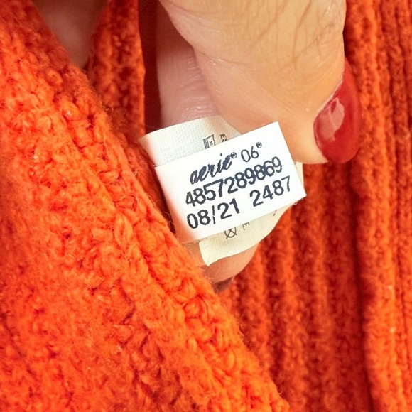 Aerie Oversized Cardigan‎ Sweater Womens Small Orange Academia Boyfriend Fall - Picture 11 of 12